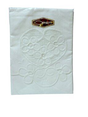 Orem White Heart Swiss Braid Embroidery Envelope Pillow Sham Queen Cottagecore